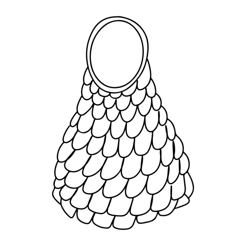 Eco string bag in hand drawn doodle style. Vector illustration isolated on white. Coloring page.