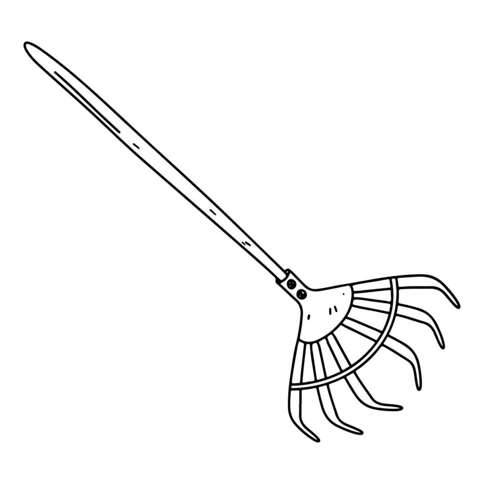 Garden tool in hand drawn doodle style. Vector illustration isolated on white. Coloring page.