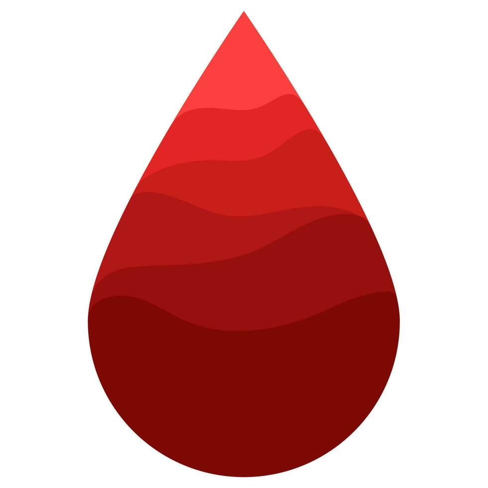 The contour of the big drop is made of layers and shades of red. From dark to light, filling the heart with blood. An element on a white background. The concept of the Hemophilia Day. Symbol of help vector