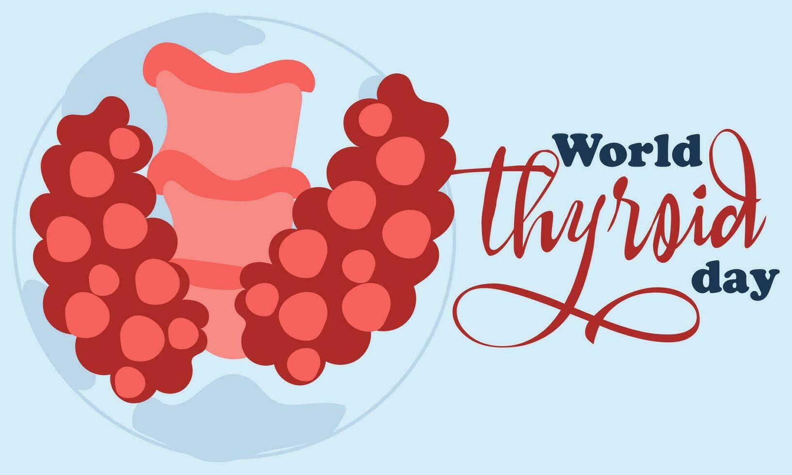 Vector illustration for the World Thyroid Day, which is celebrated on May 25. It can be used for posters, banners, medical drawings, backgrounds, symbols, icons and printed templates. Thyroid, world