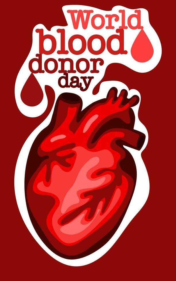 vector antecedentes de el mundo sangre donante día. informativo póster con un humano corazón hecho de capas. junio 14 el concepto de el hemofilia día. un grande corazón es un símbolo de ayuda y sensibilidad