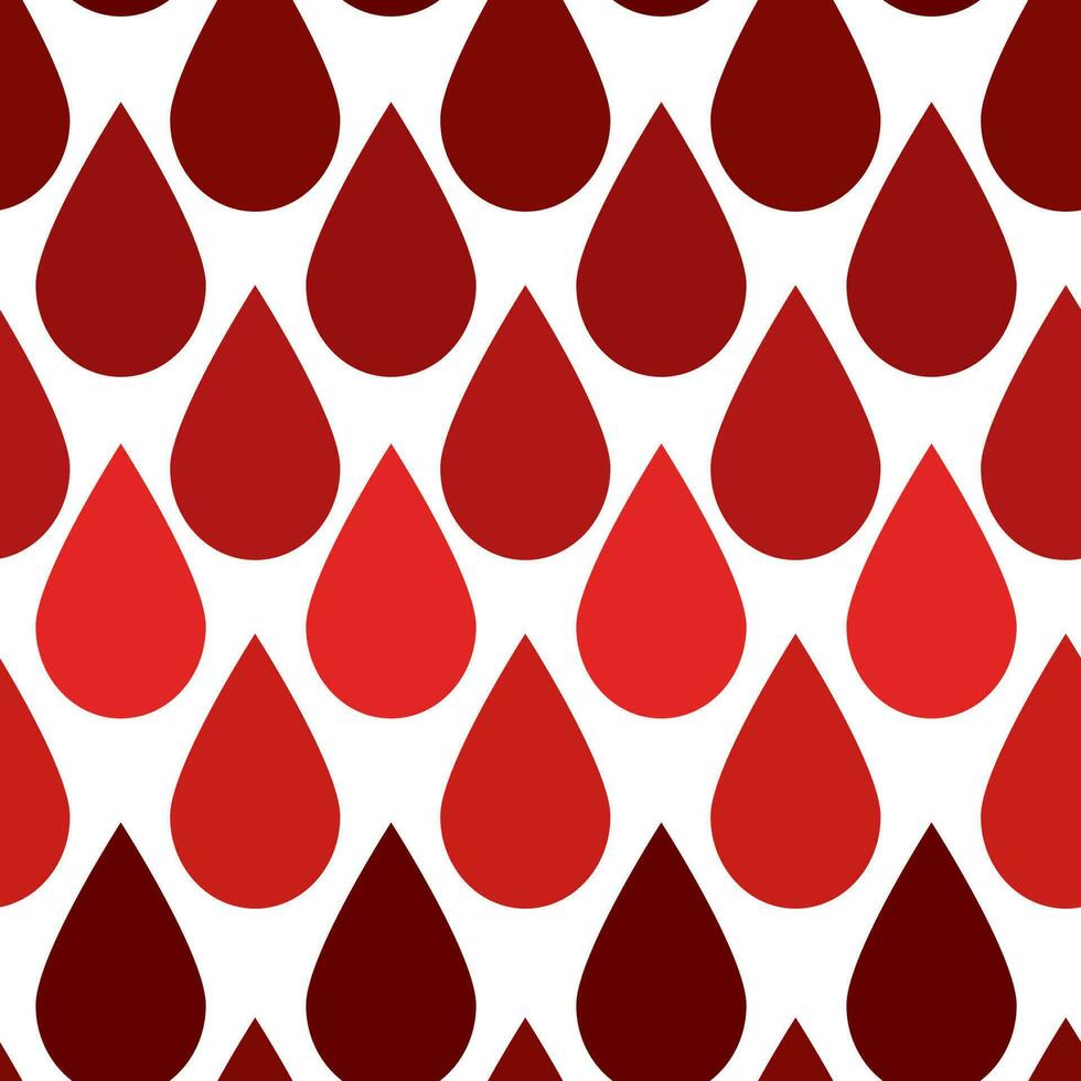 The pattern for the World Blood Donor Day, Hemophilia Day. Seamless pattern with blood drops of different shades of red on a white background. Color transition. Printing on textiles and paper vector