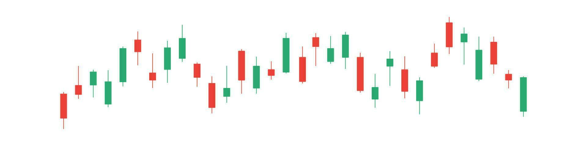 comercio de divisas candelabro del mercado de valores, gráfico verde y rojo candelabro japonés. Gráfico de ilustración de vector de indicadores de compra y venta