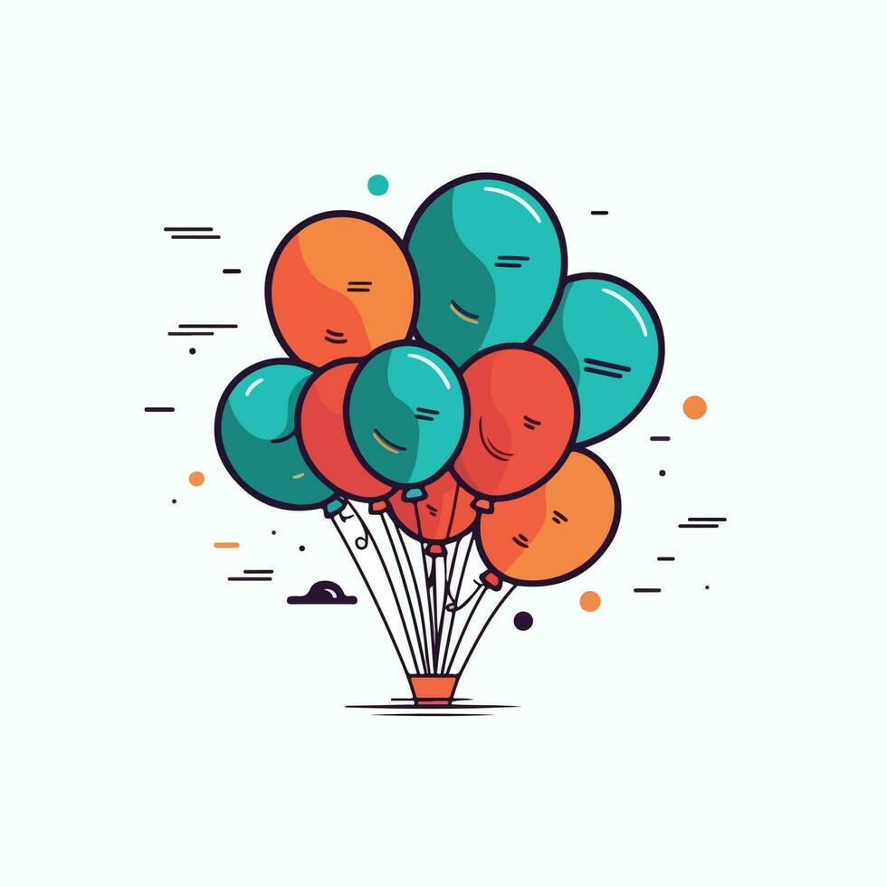 A bunch of balloons with a face drawn in a cartoon style. vector