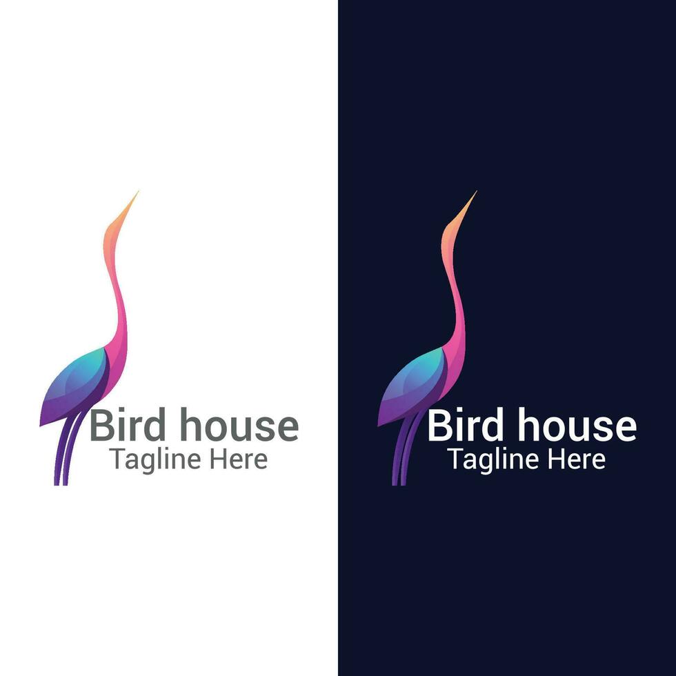 Modern abstract bird house logo design template vector