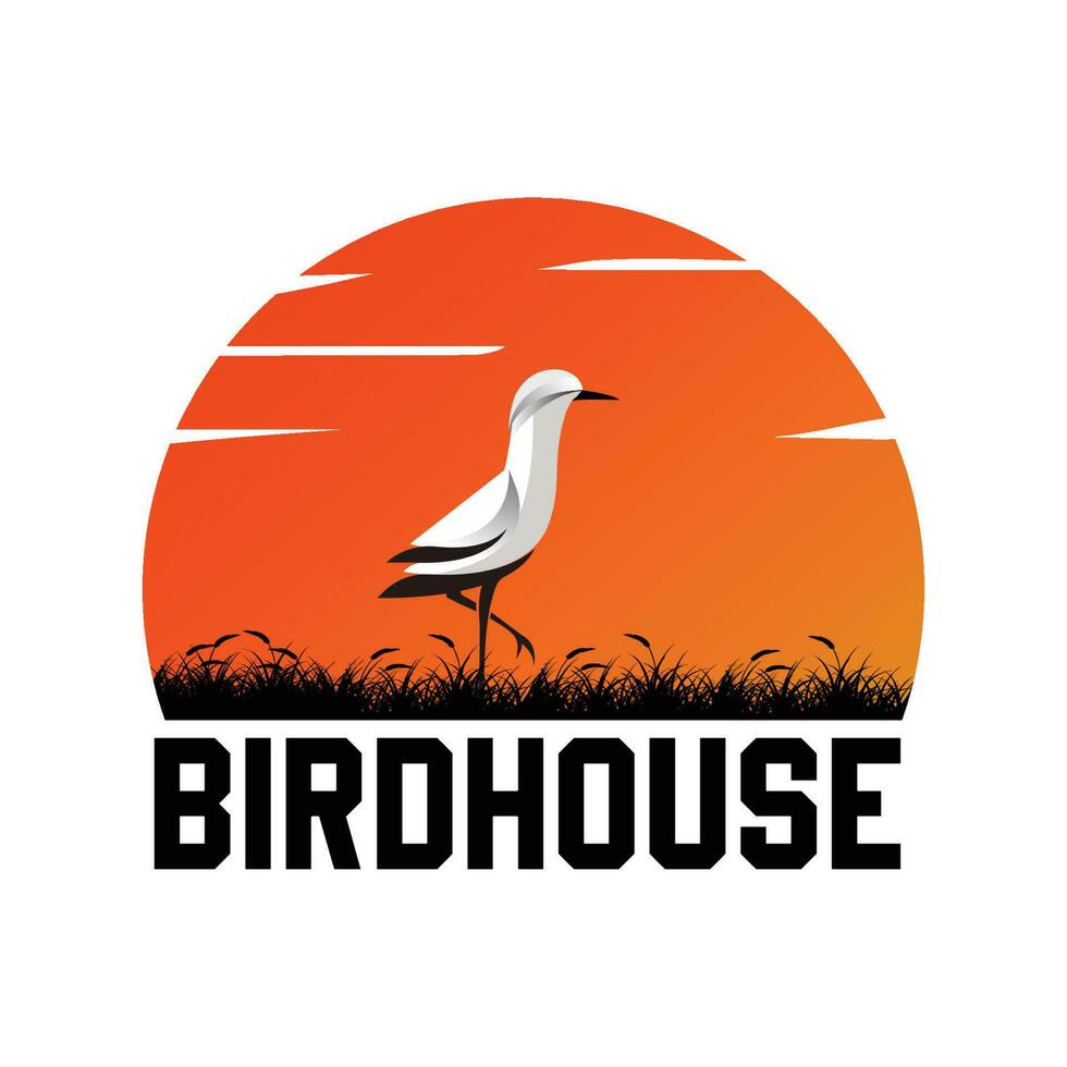 Modern natural bird house logo design template vector