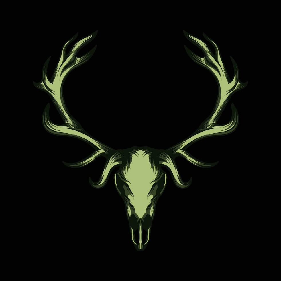 Deer Skull with Horn Grunge Style vector