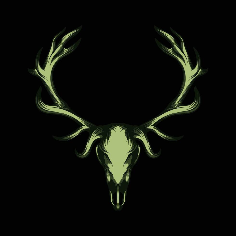 Deer Skull with Horn Grunge Style vector