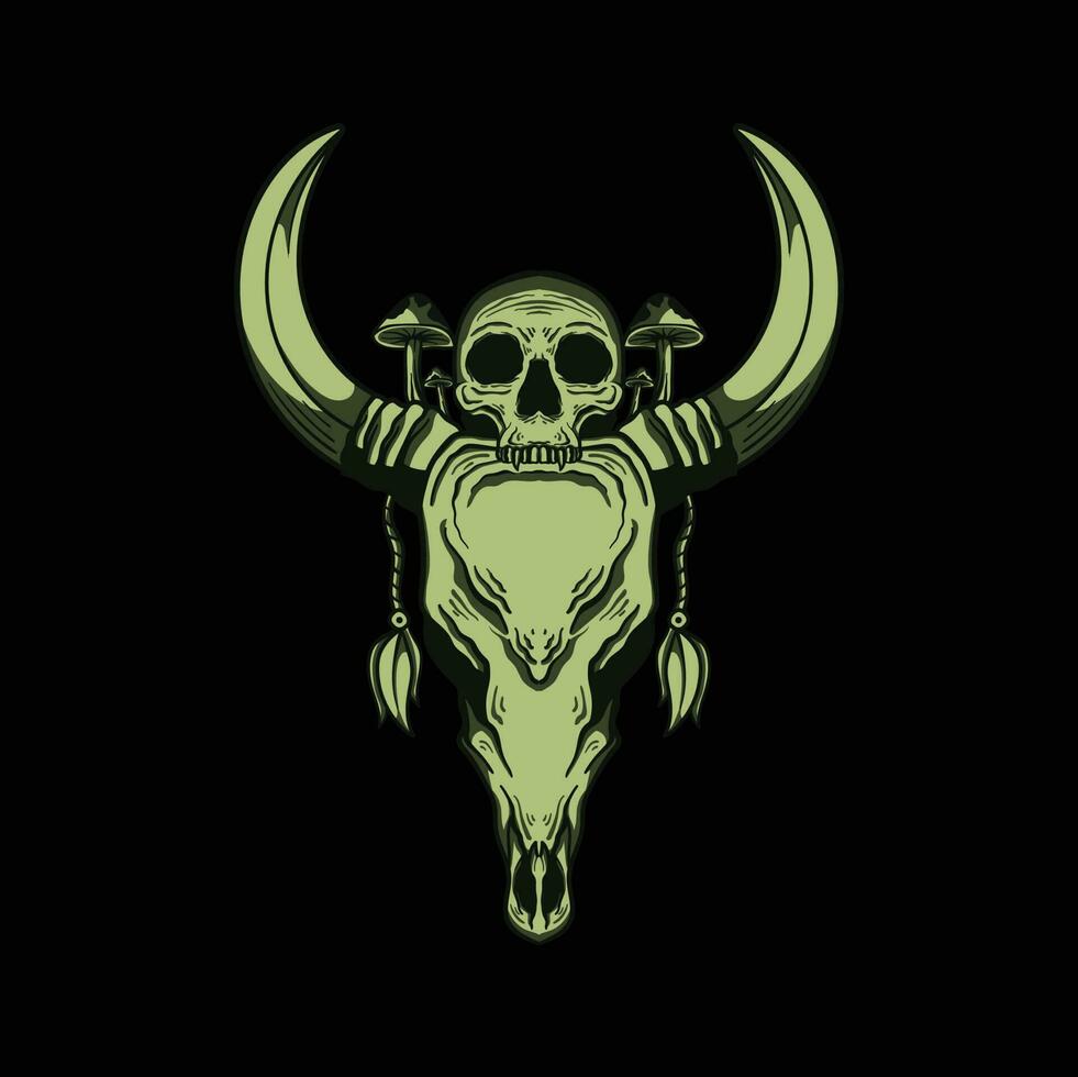 Cow Skull with psychedelic style vector