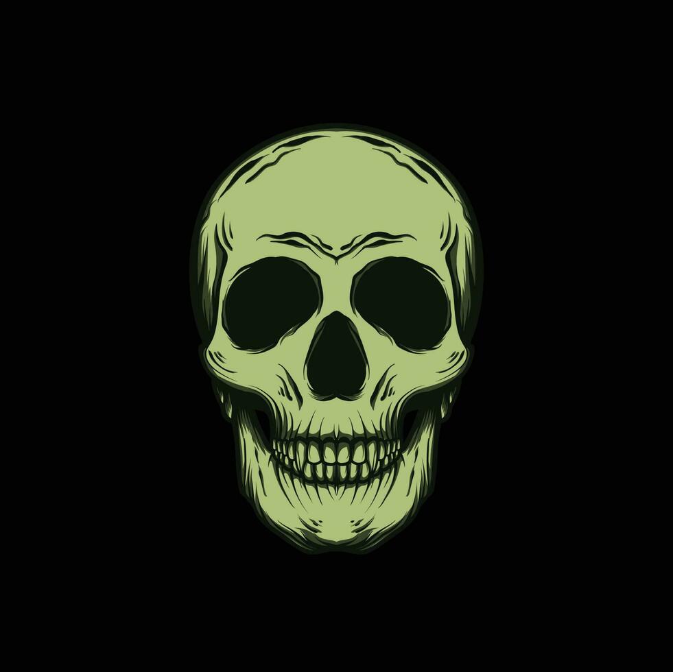 skull on black with green color vector