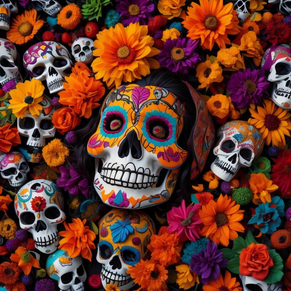 día de el muerto, dia Delaware los muertos, mexicano día festivo. generativo ai foto