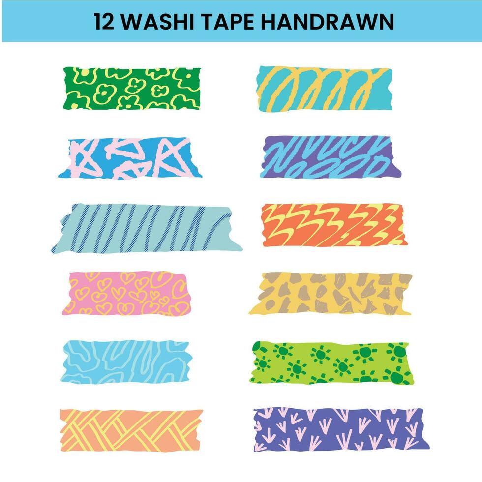 Washi tape design Cute washi paper anchor collection vector for Scrapbook element, ector scrapbook elements strip ripped