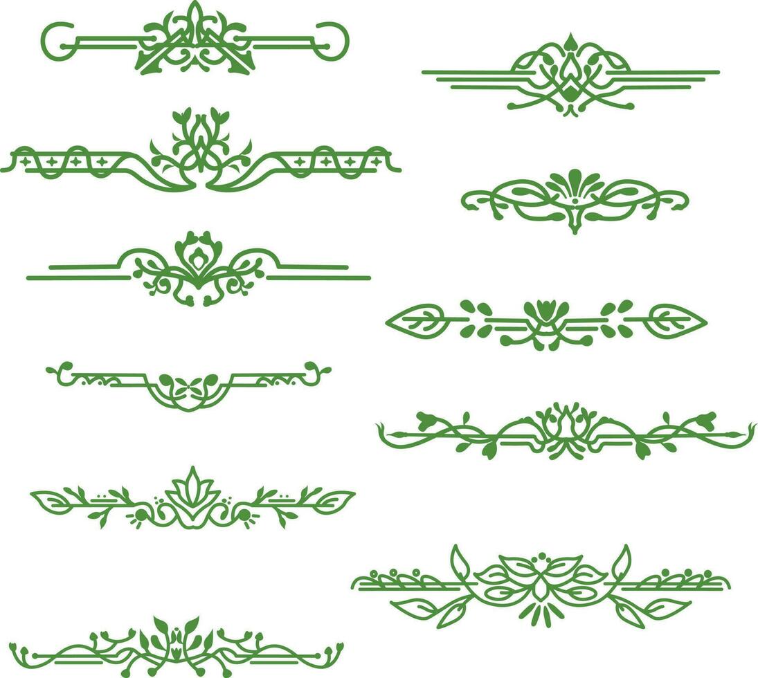 hand draw botanical floral Border Element Curve Line Collection  isolated Vector