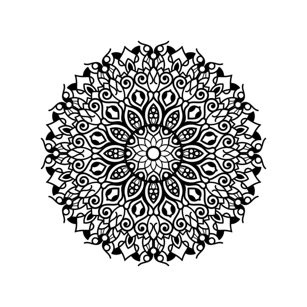 Decorative mandala and pattern for Mehndi, wedding, islam. Outline mandalas coloring book page. vector