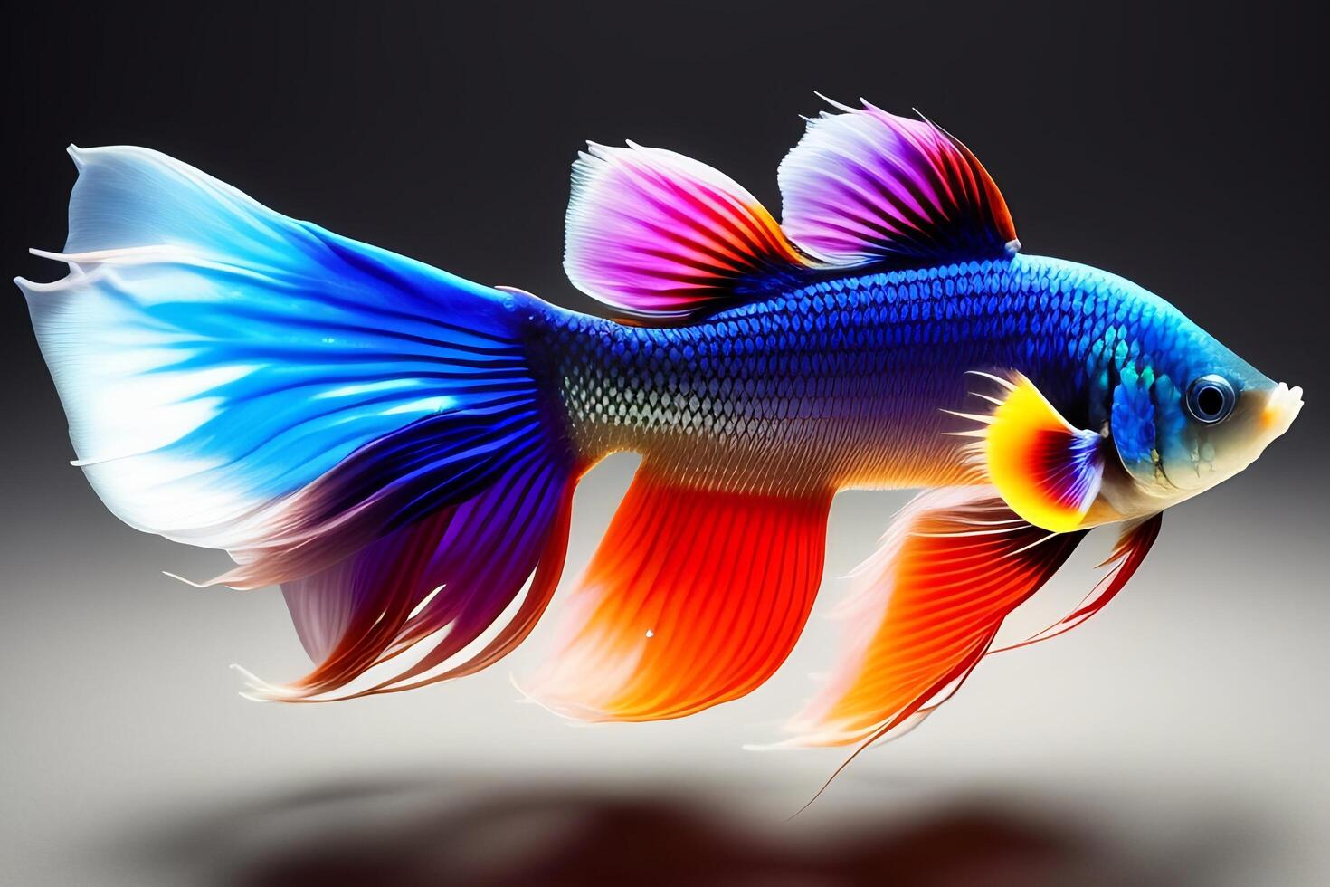Siamese fighting fish on black background, betta splendens. photo