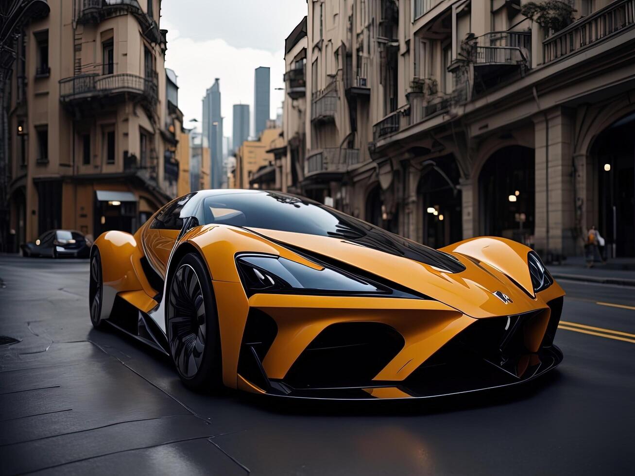 Luxury sports car in the city. photo