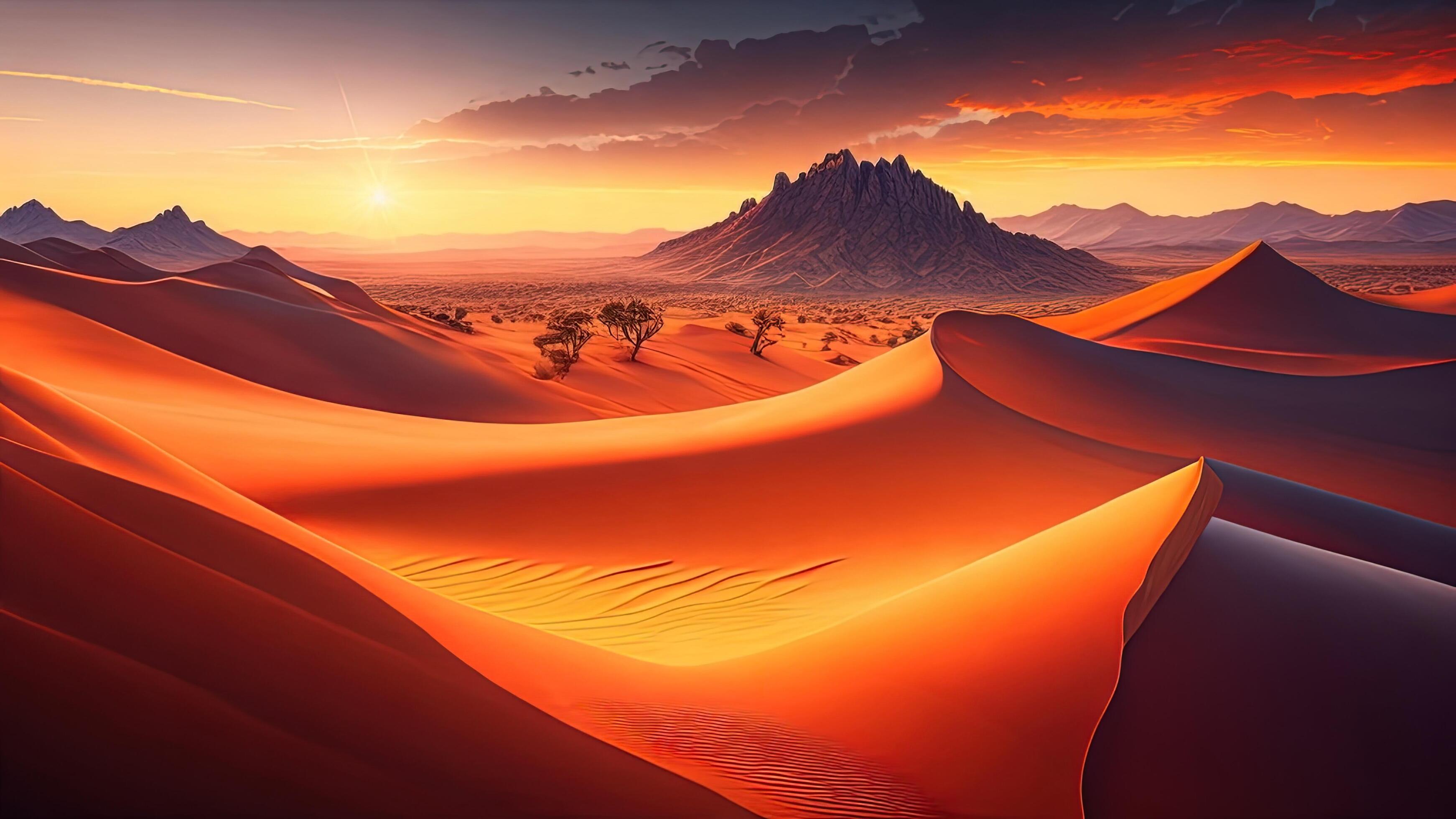 Fantasy landscape with red sand dunes. ai generated. 23824461 Stock Photo  at Vecteezy