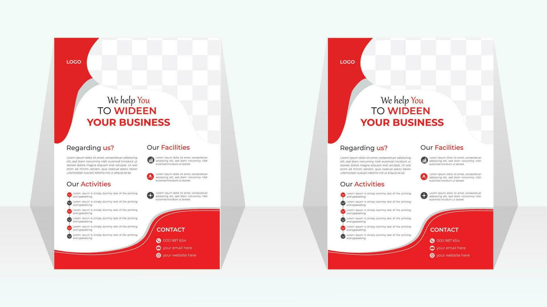 Modern Abstract flyer A4 vactor template for digital agency,in red