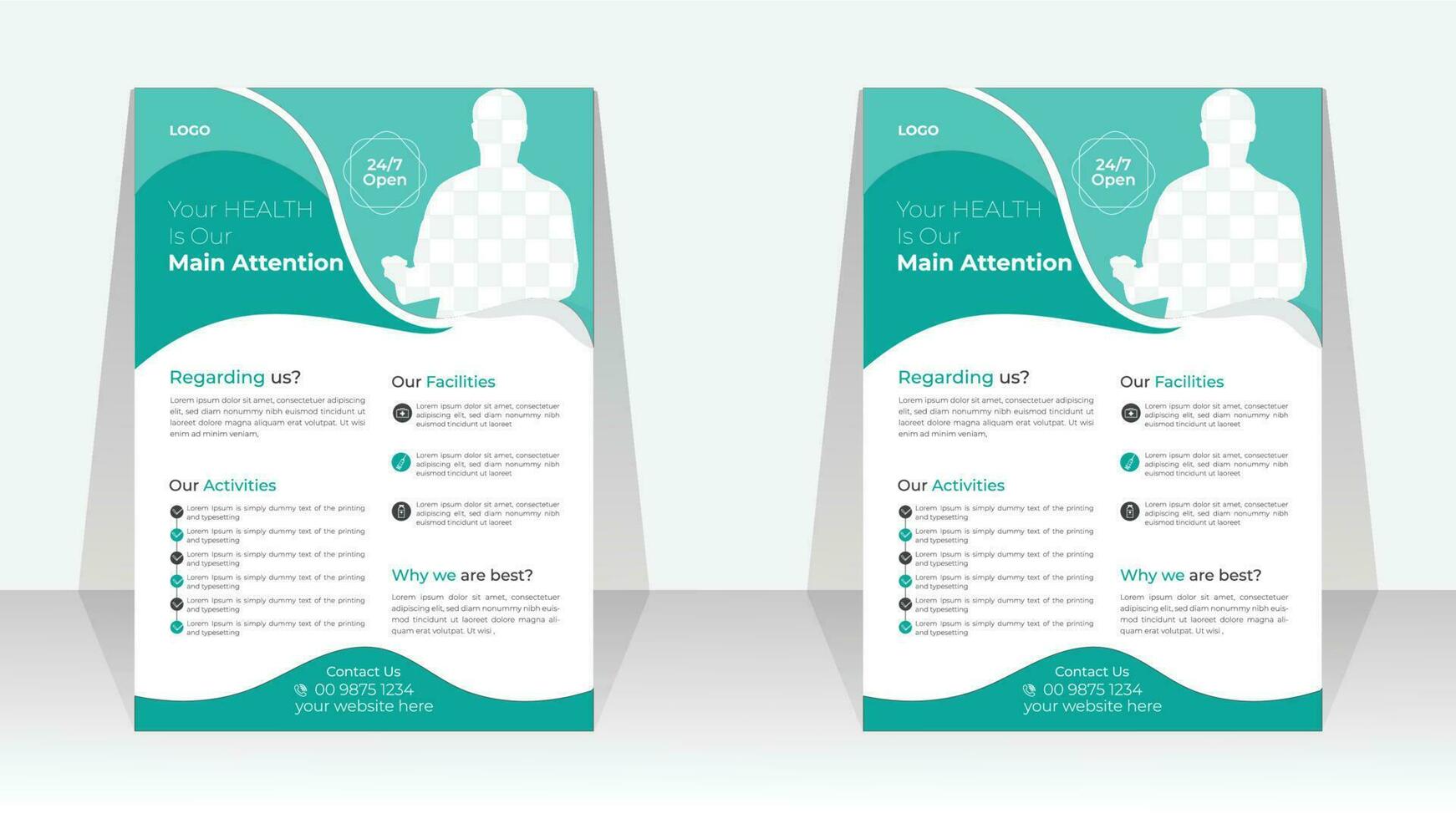 Modern abstract healthcare flyer design A4 vector template for print.