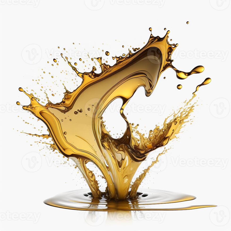 Liquid gold splash on white background, created with photo