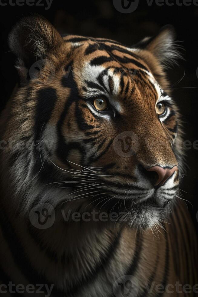 Tiger head portrait, created with photo