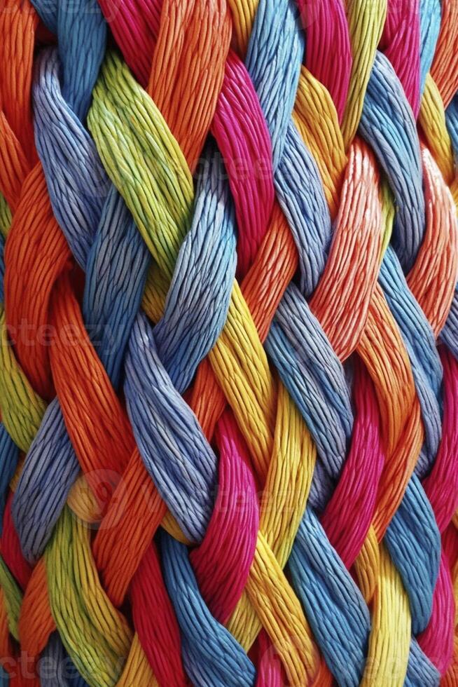 Pattern of multicoloured ropes, created with photo