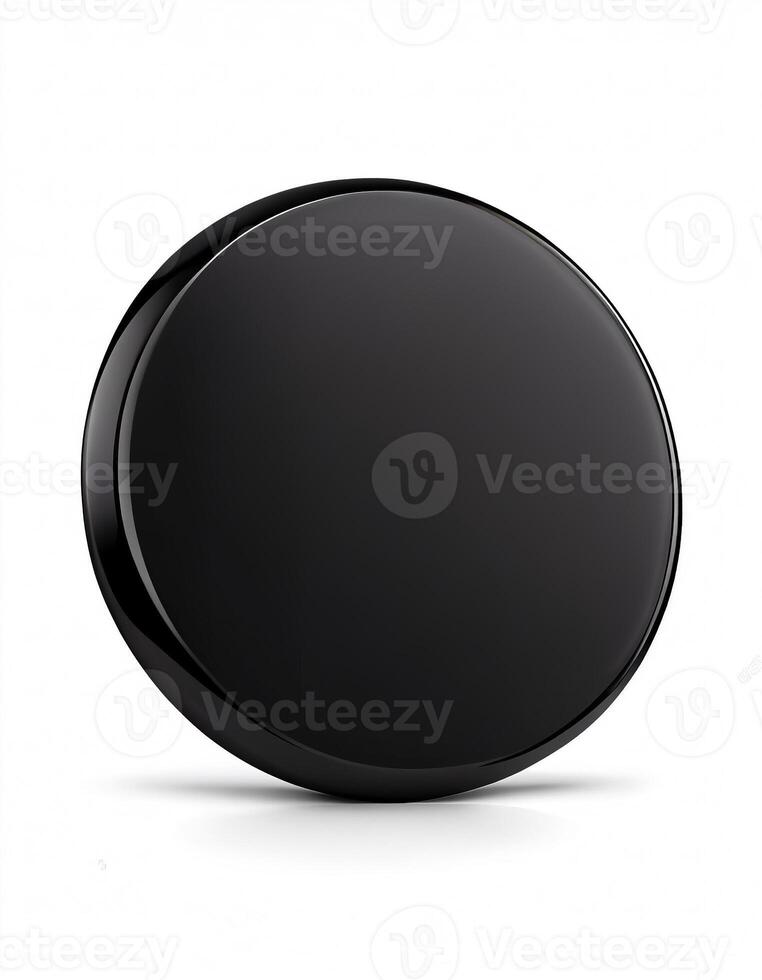 Black blank glossy round button on the transparent background, created with photo