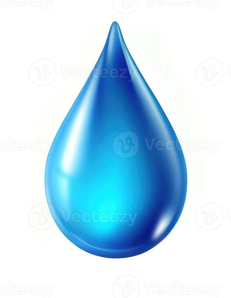 Blue water drop icon on white background, created with photo