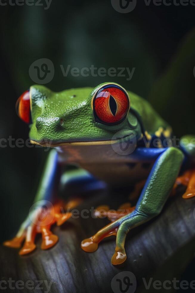 Red Eyed Tree Frog Agalychnis callidryas, created with photo