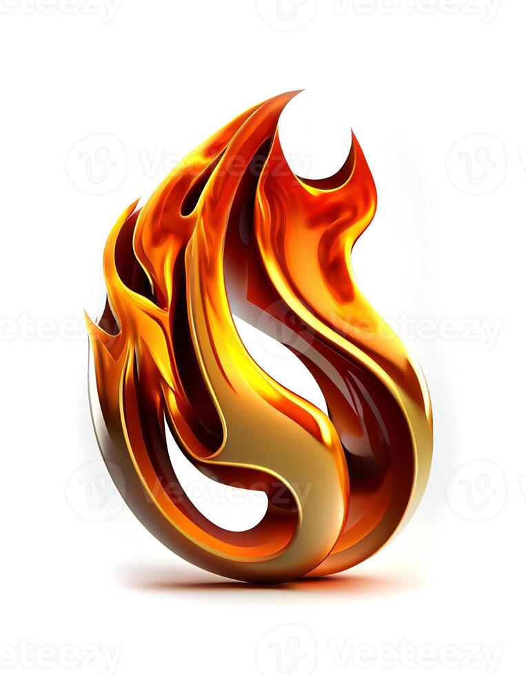 Fire symbol on white background, created with photo