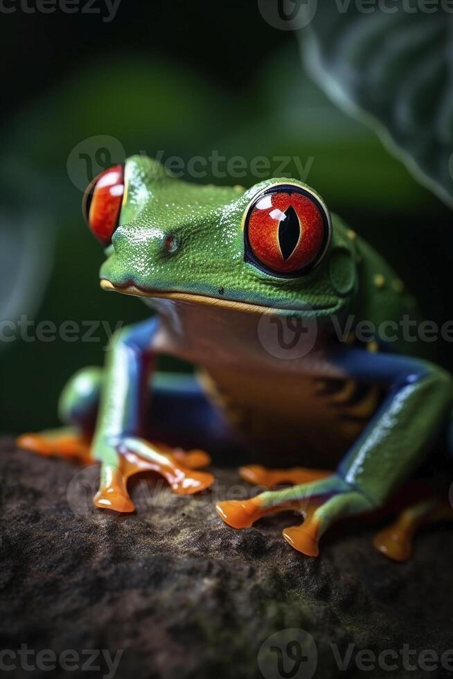 Red Eyed Tree Frog Agalychnis callidryas, created with photo