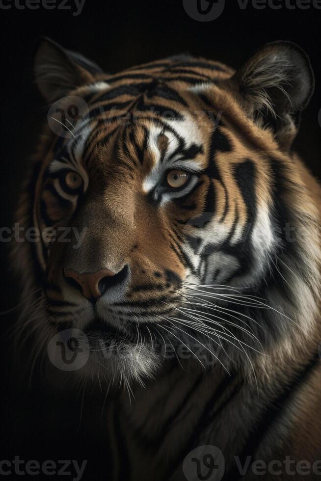 Tiger head portrait, created with photo