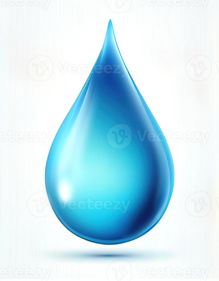 Blue water drop icon on white background, created with photo