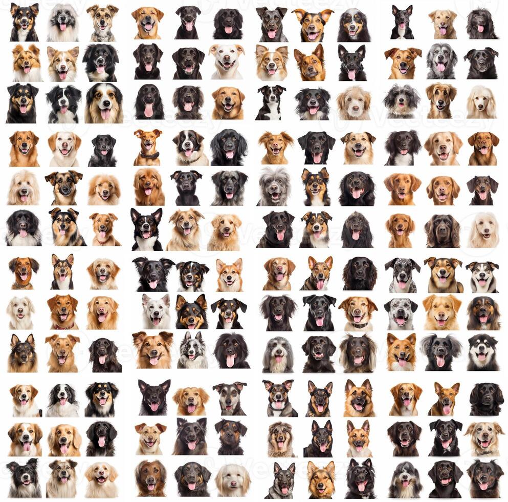 Happy dogs collection on white background, created with photo