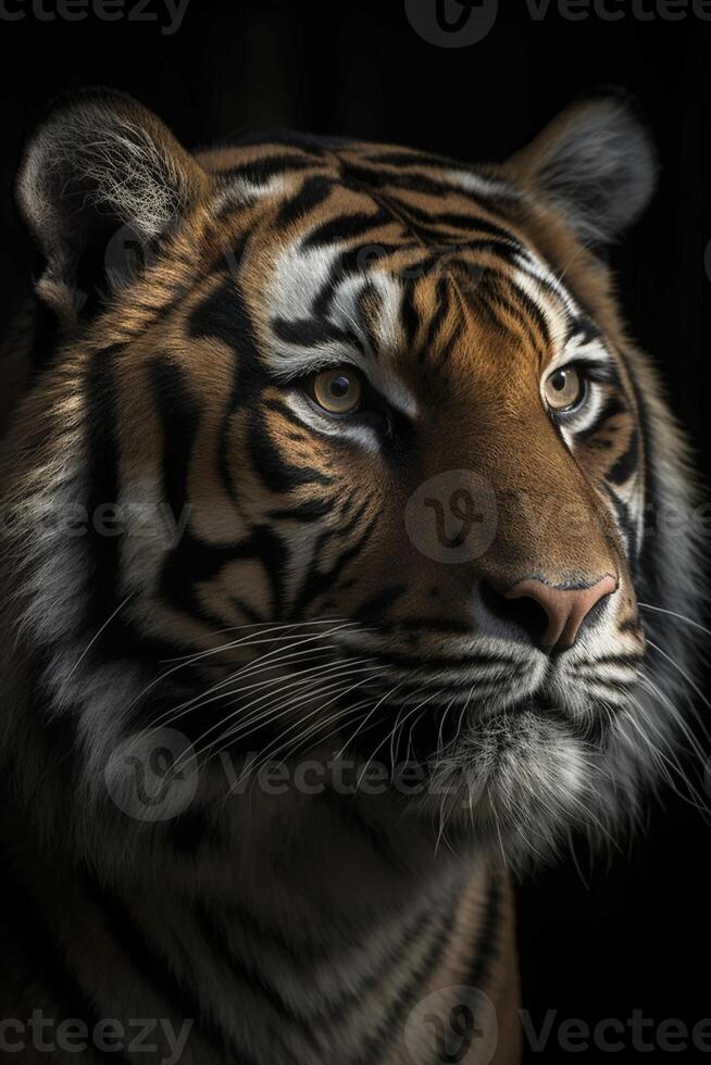 Tiger head portrait, created with photo