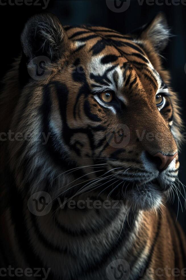 Tiger head portrait, created with photo