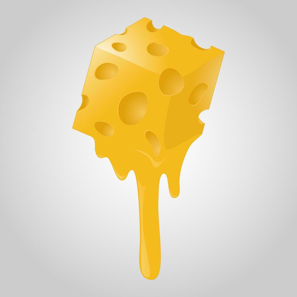 Square shaped chunk of Melting Cheese vector illustration