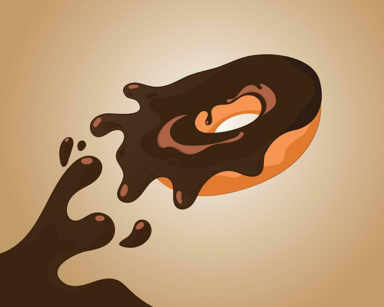 Splashing Cream Chocolate Donut isolated vector