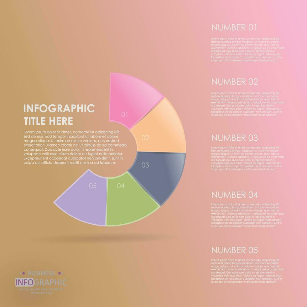 infografía modelo para negocio 5 5 pasos moderno circulo cronograma diagrama presentación vector infografía.