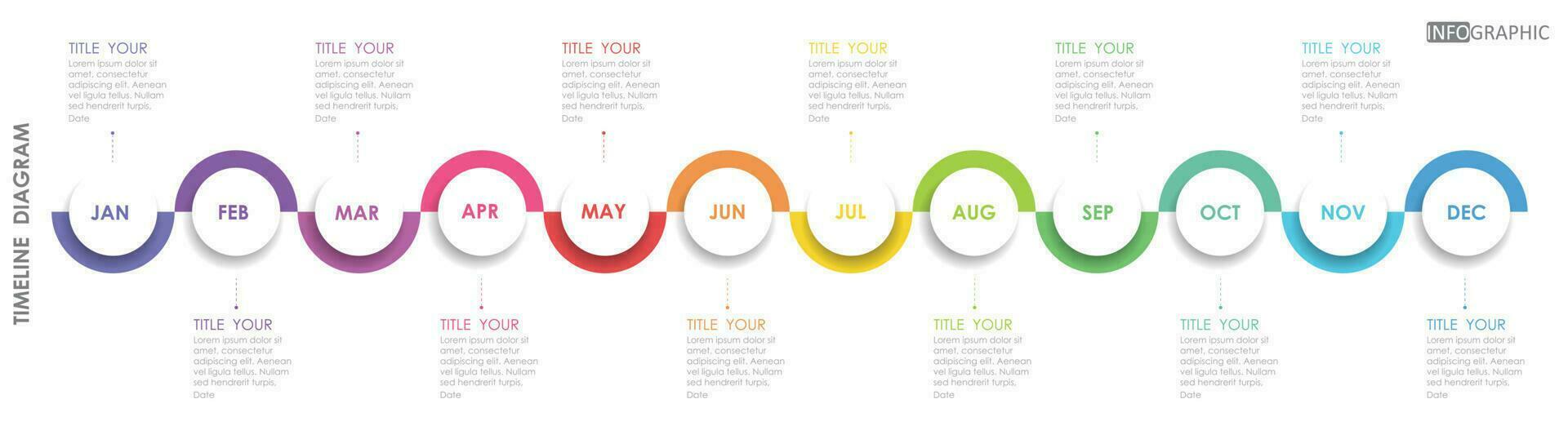 timeline roadmap project diagram Infographic template for business. 12 Months modern Timeline diagram calendar with presentation vector timeline roadmap infographic.