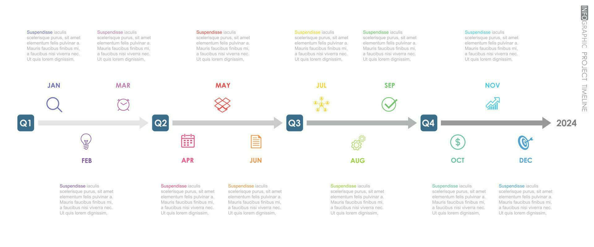 project timeline Infographic template for business. 12 Months modern Timeline diagram calendar with presentation vector infographic.