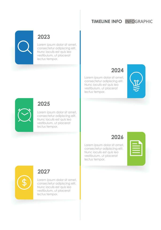 timeline template infographic presentation style display. 5 step infographics timeline. vector