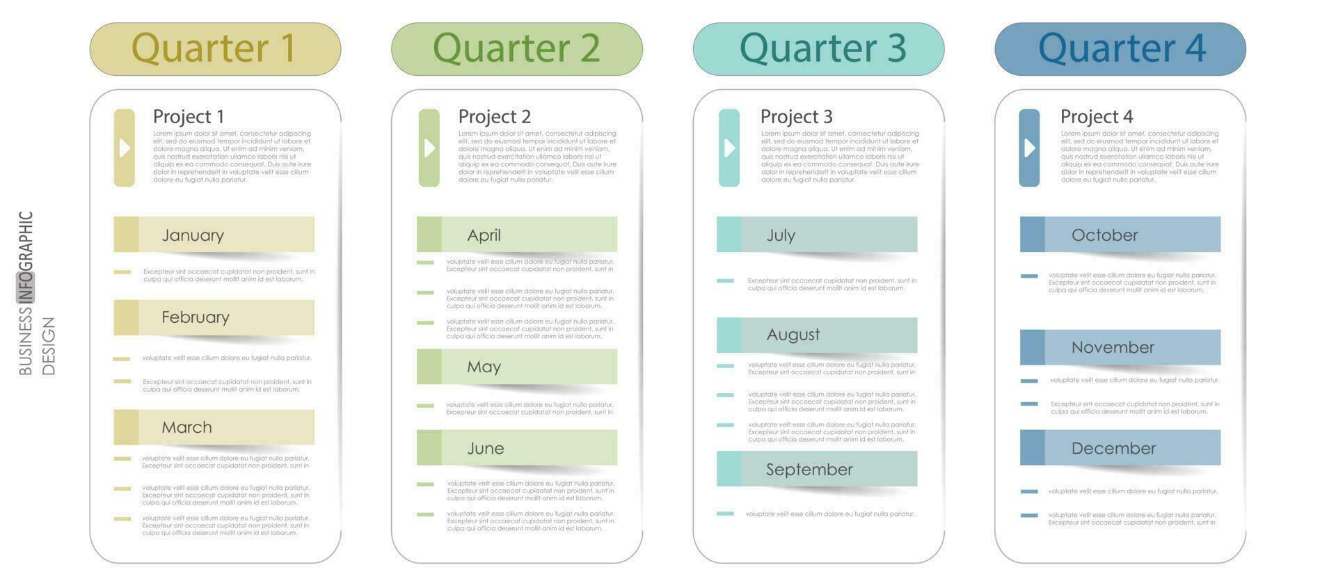 infographic timeline quarterly project schedule component template. vector