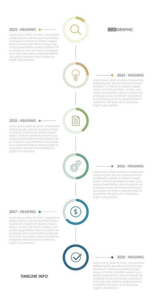 timeline template infographic presentation style display. 6 step vector