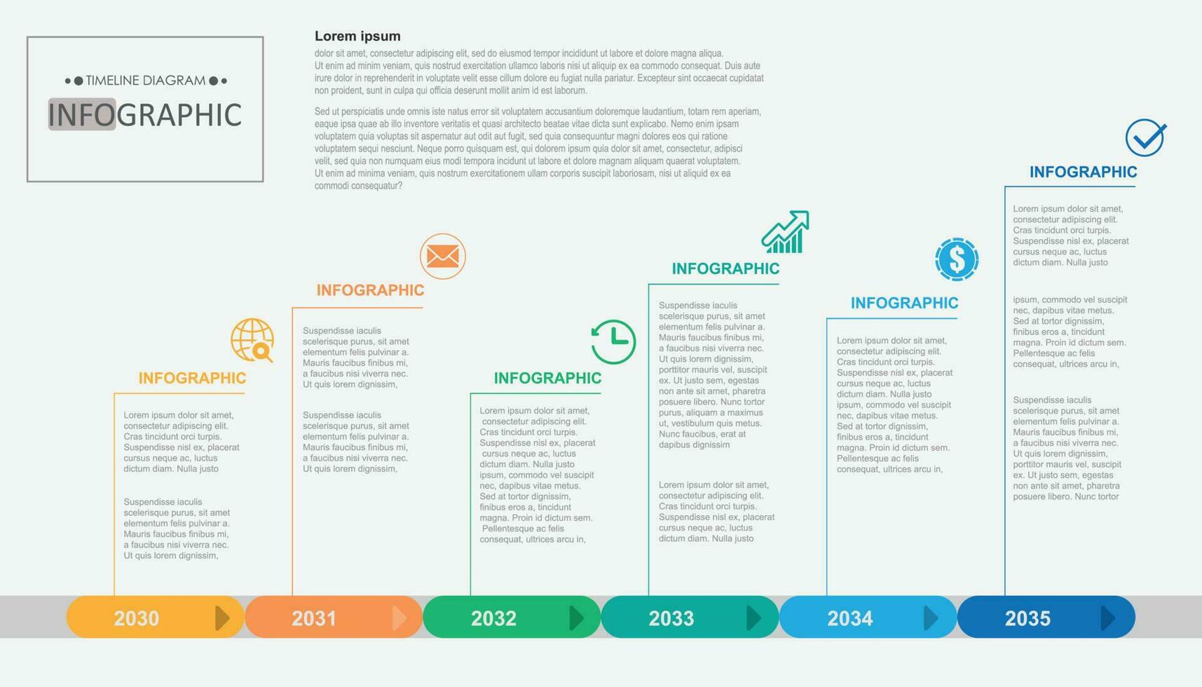 visualización de datos comerciales. iconos de infografía de línea de tiempo diseñados para plantilla de fondo abstracto vector