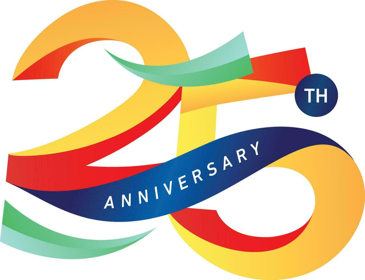 A colorful logo for 25th anniversary with a ribbon that says 25th vector