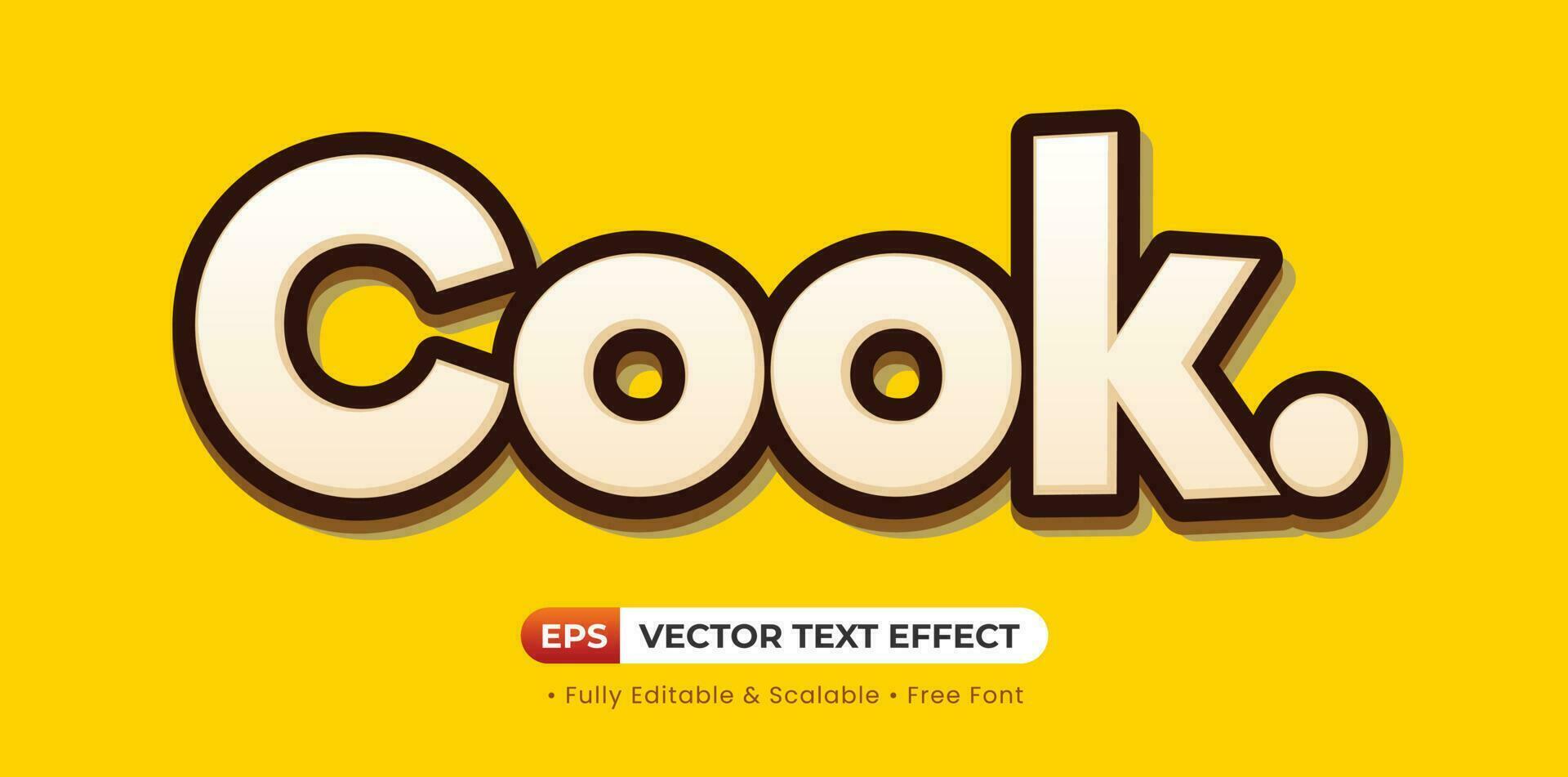 Cook editable font style text effect vector