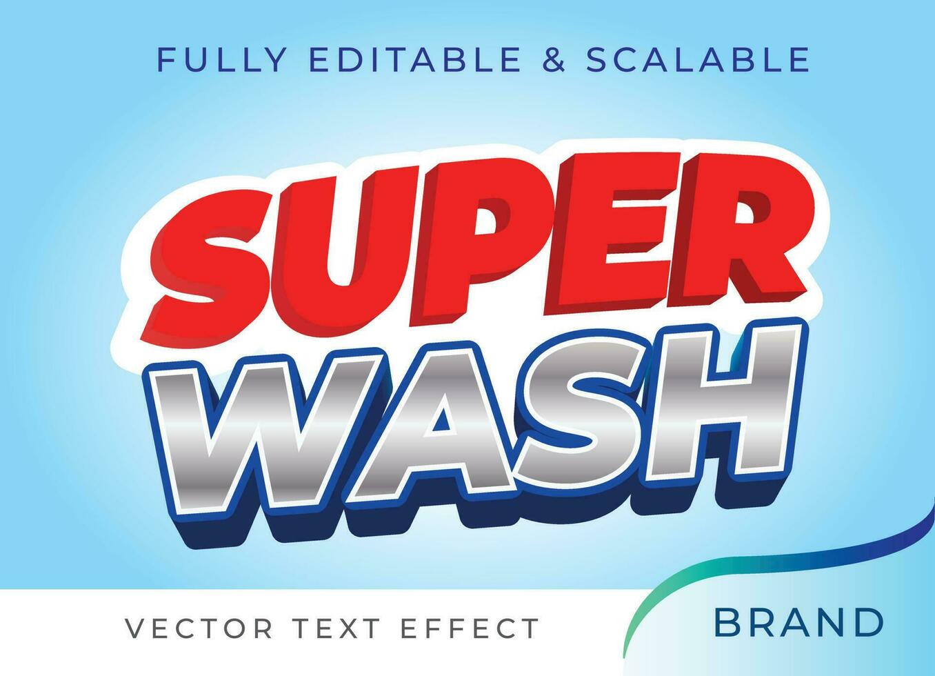 editable font style Super Wash Text Effect vector