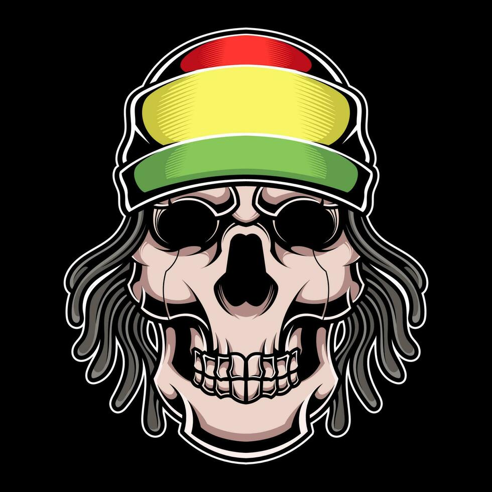 Skull Head Wearing Rasta Reggae Hat from Jamaica vector