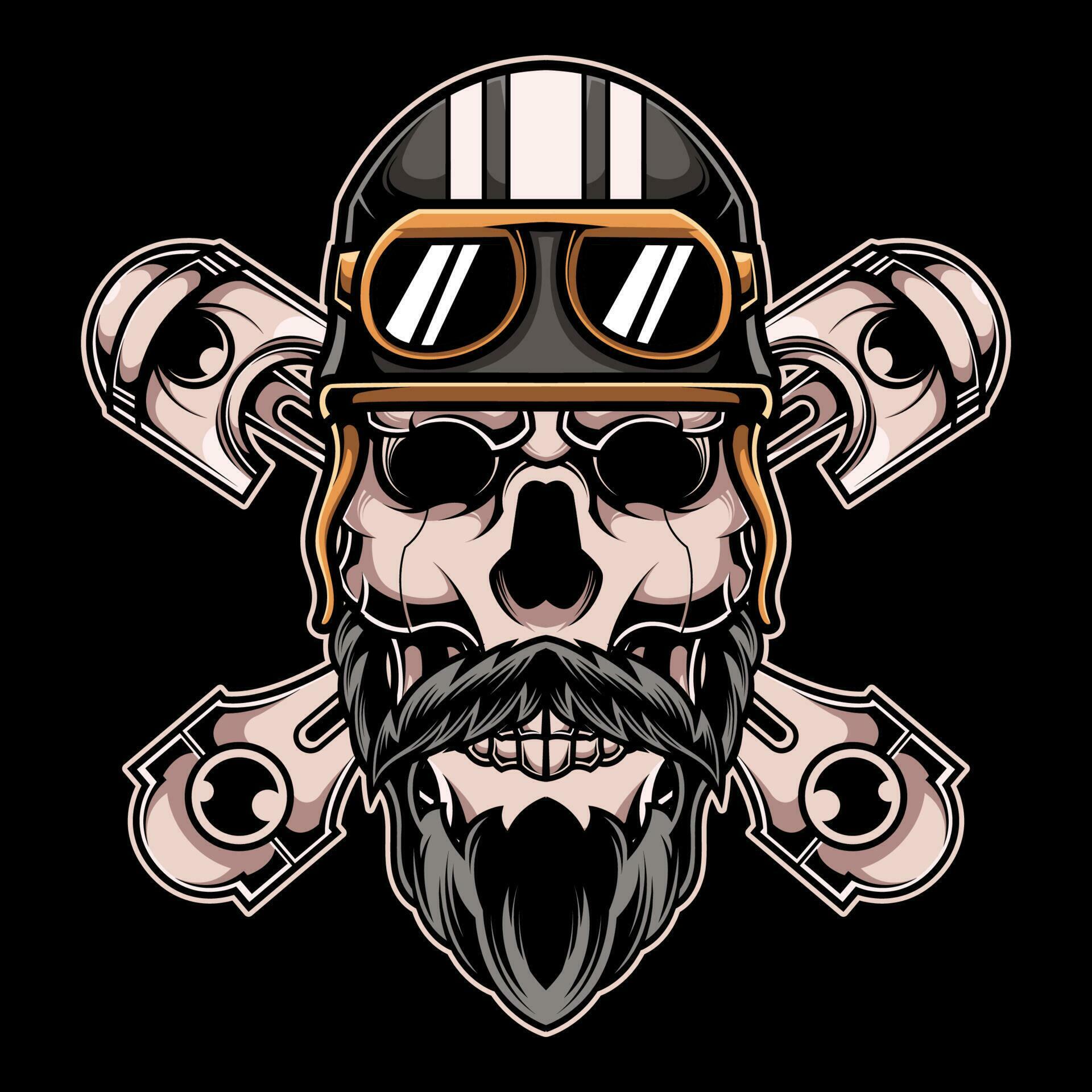 Illustration of a Skull Head Wearing a Motorcycle Helmet 23825580
